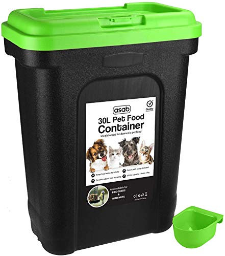 30L Pet Food Storage Container Dry Cat Dog Fresh Food Bird Seed Box Bin Flip Top Locking Lid With Scoop Crack Resistant