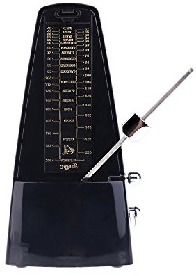 Mechanisches Metronom Pyramide mit Plexiglasdeckel, Pendel mit einem lauten, klaren Klick, Mit Glocke Traditional Black