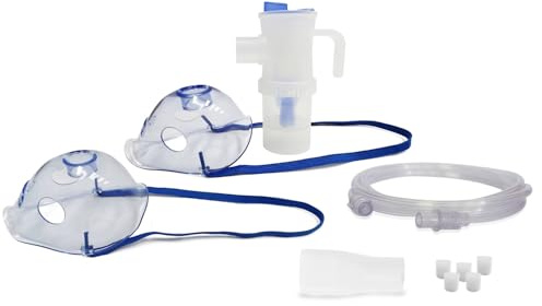 Kit d'accessoires pour inhalation Omnibus ZZ-04 12 ml | Masques pour adultes/enfants, embout buccal, 5 filtres, réglage de la vitesse