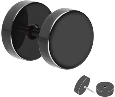 Treuheld Fake Plug - Titan Ohrstecker zum Schrauben - Schwarz - Damen & Herren - 8mm
