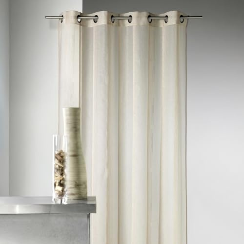 HomeMaison.com Tenda in stamigna a Righe Verticali, Tono su Tono, 100% Poliestere, Lino, 140 x 260 cm