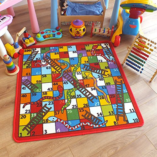 Kids Snakes and Ladders Play Mat Childrens Rug 1.0m x 1.0m (3'3 x 3'3 approx)