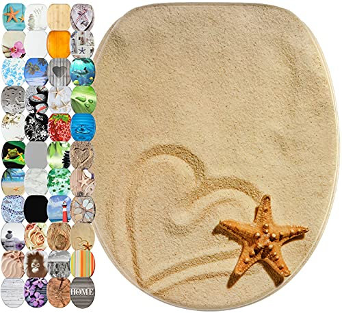 Sanilo WC Sitz mit Absenkautomatik, hochwertiger Toilettendeckel, einfache Montage, stabile Scharniere, Sandy