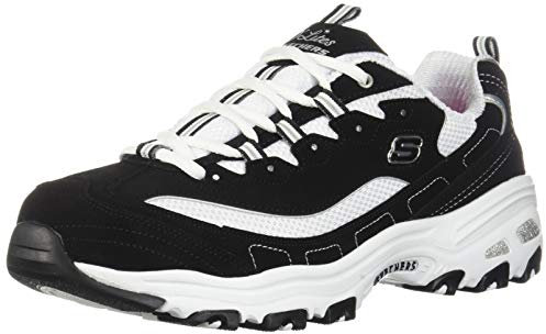 Skechers Women's D'lites biggest Fan Fashion Sneaker, Black White, 6 UK Wide