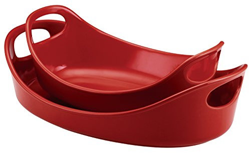 Rachael Ray Backformen-Set aus massiver Glasur, 2-teilig, Rot