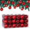 Deuba® Weihnachtskugeln 54tlg Ø 6cm Kunststoff matt glänzend Christbaumkugeln Christbaumschmuck Anhänger Weihnachtsbaumkugeln Weihnachtsdeko Rot