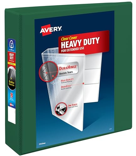 Avery Heavy-Duty View 3 Ring Binder, 2 One Touch EZD Rings, 1 Green Binder (79683)
