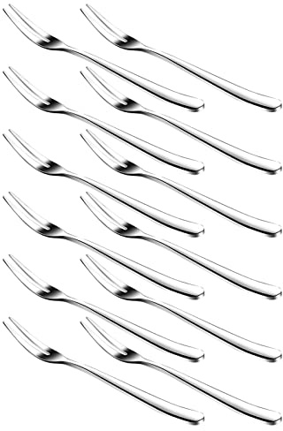 WARMBUY Small Stainless Steel Forks for Cocktail Appetizer Dessert Party, Set of 12