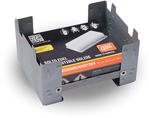 Esbit Ultralight Folding Pocket Stove with Six 14g Solid Fuel Tablets steel, Small - Original