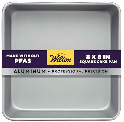 Wilton 8 x 8 Inch Square Cake Pan, Even Heating Aluminum Bakeware, Made Without PFAS, Packaging May Vary
