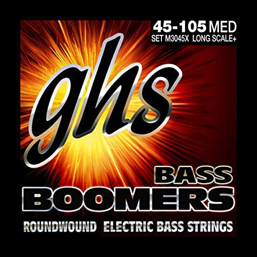GHS Bass Boomers - ML3045X - Bass String Set, 4-String, Medium Light, .045-.100, Extra Long Scale