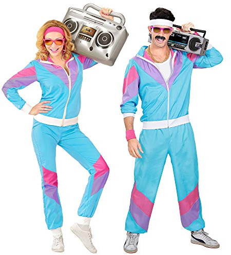 W WIDMANN MILANO Party Fashion - Costume survêtement, veste et pantalon, tenue des années 80, survêtement de jogging pour le carnaval et les fêtes