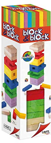 Cayro - Block & Block Colors - + 5 Años - Bloques de Madera - Juegos de Mesa para Niños y Adultos - Barras Apilables de Colores - Torre de Aprendizaje