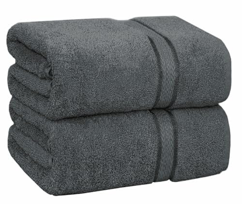 COTTON CRAFT Ultra Soft Bath Sheets - 2 Pack - 35 x 70 - Absorbent Quick Dry Everyday Luxury Hotel Bathroom Spa Gym Shower Beach Pool Travel Dorm -100% Ringspun Cotton - 580 GSM - Easy Care - Charcoal