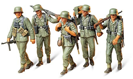 Tamiya 35184 1:35 WWII figur set MG-trupp i.Manöver(5), modellbyggsats, plastbyggsats, byggsats för montering, detaljerad kopia