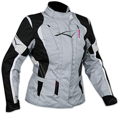 A-Pro Lady Giacca Moto Donna Impermeabile Termica Sfoderabile Protezioni CE Grigio M