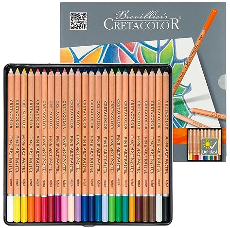 CRETACOLOR Pastel Pencils, crayons pastels à haute résistance à la lumière, particulièrement résistants à la lumière, estompable, peut être colorié avec de l'eau