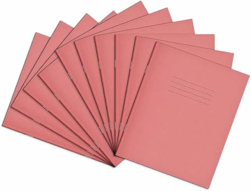 RHINO Kontorsmaterial övningsbok | 8 x 6,5 | 48 sidor | Tom träningsbok | Rosa | inlärningsresurser | klassrumsmaterial för lärare | arbetsbok i hemskolan | Paket med 10