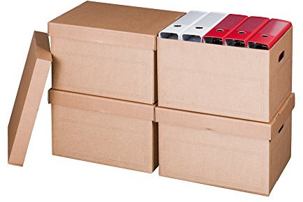 Smartbox Pro Archiv-Multibox und Automatikboden Ablagebox mit Deckel, 10-er Pack, braun