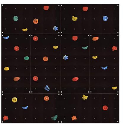 Parete da arrampicata outdoor OW8 5,20 m² – Parete da bouldering con 40 blocchi colorati e otto pannelli multiplex 114 × 57 cm premontati, compreso il materiale di montaggio – per bambini e adulti