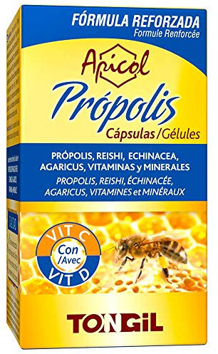 Defensas Inmunitarias Adultos | Equinácea Propóleo y Vitamina C + Reishi + Agaricus + Vitamina D+ Cobre + Hierro | Vitaminas Sistema Inmunologico | 40 Cápsulas Apicol Tongil