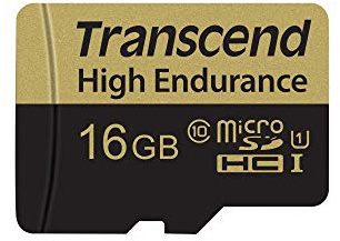 Transend 16GB microSDHC High Endurance Memory Card UHS- I, C10, U1, Full HD, MLC, Up to 90/50 MB/s (Ideal for dashcams, security cameras and surveillance systems) TS16USDHC10V