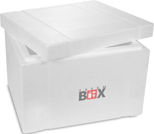 THERM-BOX Styroporbox 53W Innen: 47x38x29cm Wand: 5cm Volumen: 53,24L Isolierbox Kühlbox Warmhaltebox Wiederverwendbar