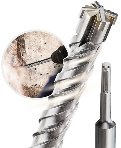 Weischer® - SDS Plus Bohrer 7 x 310 mm | vierschneidiger & langlebiger Steinbohrer | Betonbohrer mit Doppelwendel | Bohrhammer kompatibel | robuste Bohrspitze für Beton, Naturstein & Mauerwerk