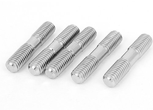 sourcing map M8 x 40 mmmétrico Acero inoxidable A2 doble extremo roscado del perno prisionero Tornillo 5 piezas