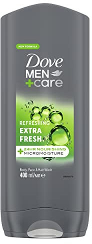 Dove Men+Care Refreshing Extra Fresh With 24-Hour Nourishing Micromoisture Technology 3-In-1 Hair, Body And Face Wash Body Wash For Men 400 Ml