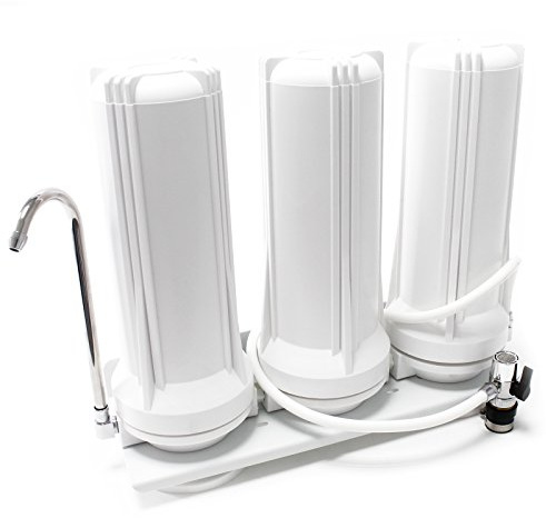 Naturewater TR203 3 Stufen Counter Top Wasserfilter, 0,5 µ Filterpatrone Sedimentfilter, 5 µ Aktivkohle Block, Aktivkohle Granulat