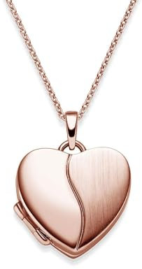 Foto Medaillon Herz Rotgold hochwertig vergoldet Herzkette Herz Anhänger zum Öffnen mit Kette inkl. GRATIS Luxus-Etui + - Herz Amulett Herzmedaillon Fotos Bild Bilder FF99 VGRT45