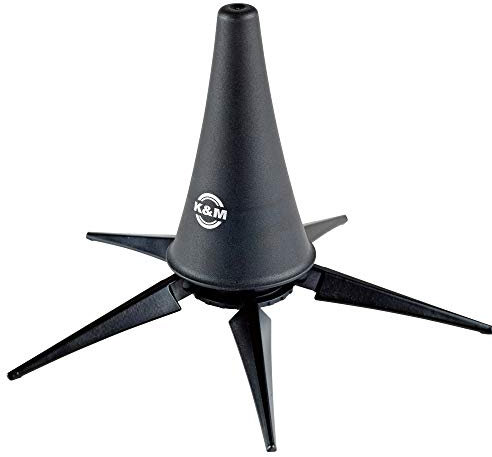 K&M 15228 Klarinettenständer Kunststoff Schwarz – Für A- und B-Klarinette – kurzer Kegel – Transport im Schalltrichter