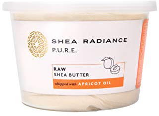 Shea Radiance P.U.R.E Raw Shea Butter | 100% Natural & Unrefined Body Butter | Soothes, Softens, & Increases Collagen | Long Lasting Moisture | Moisturizer for Sensitive Skin | Apricot Oil (9 oz)