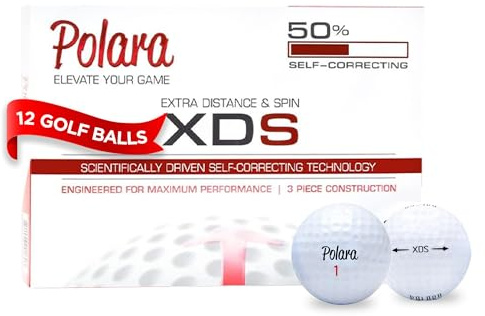 Polara Ultimate Straight Premium Golfbälle, Haken- und Schlitzkorrektur, Handicap-Serie 12+, perfekt für Freizeitgolfer, 1 Dutzend (12 Bälle), 2-teilige Konstruktion aus zentralem Kern und Außenhülle