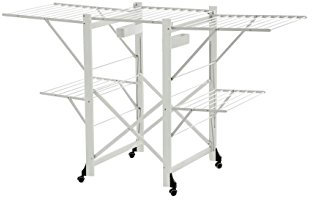 ARREDAMENTIITALIA Wäscheständer GABBIANO, Holz - Zusammenklappbar - Ausziehbar - 30 mt Leine - Farbe: Weiß AR-It il Cuore del Legno