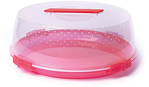 Excelsa Rainbow Copritorta da Trasporto con Maniglie e Chiusura di Sicurezza, Rosso, 32 cm