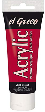 KREUL 28308 - El Greco Acrylic, 75 ml Tube in krapprot, hochpigmentierte, glänzende Acrylfarbe in Studienqualität, buttrig vermalbar, für pastose Malerei