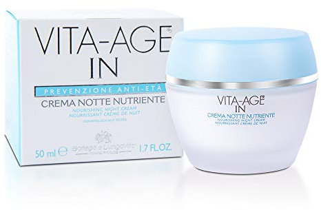 Bottega di LungaVita CREMA NOTTE NUTRIENTE VITA-AGE IN - nutre e rivitalizza la pelle del viso, idratandola e ammorbidendola, acido ialuronico, olio di olivo, vitamina E ed F - Vaso da 50 ml