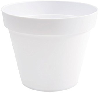 EDA - Pot de Fleur Rond Toscane Ø 20 cm - Volume 3 L - Ø 20 x H.17 cm - Blanc