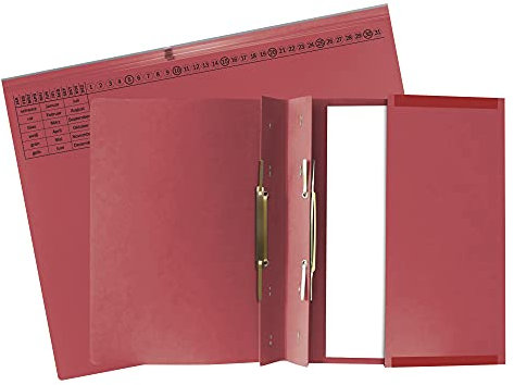 Exacompta 370303B 25er Pack Premium Kanzlei Hängehefter Exaflex Linksheftung, zwei Abheft-Vorrichtungen, extra starker Recycling Karton Dehntasche für Büro Kanzlei und Anwälte Blauer Engel Rot