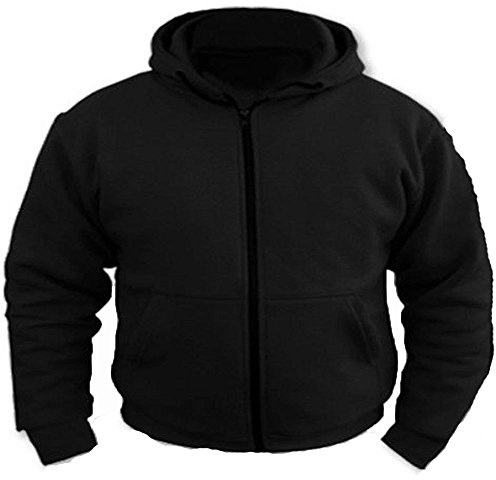 Bikers Gear Crossfire - Chaqueta con capucha para motocicleta, color negro, totalmente forrada con DuPont™ Kevlar® CE1621-1 PU Armour (3XL 50 pulgadas)