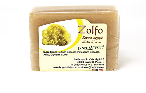Sapone Viso allo Zolfo Naturale e Vegetale – Saponetta Artigianale per Pelli Grasse o Miste con Azione Purificante, Made in Italy