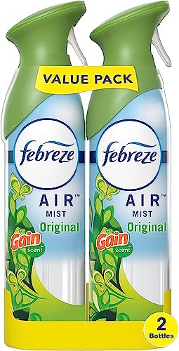 Febreze Air Mist Air Freshener Spray, Odor-Fighting Room Spray, Air Fresheners for Home and Bathroom and Kitchen, Aerosol Can, Gain Original Scent, 8.8oz (Pack of 2)