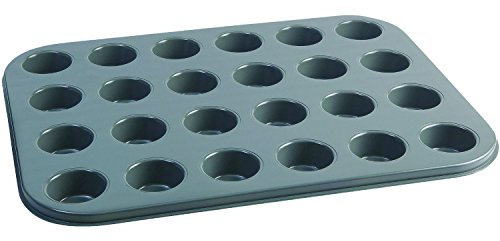 Jamie Oliver JB1065 Bakeware Range Non-Stick Mini Muffin Tray with 24 Holes, Carbon Steel/Harbour Blue