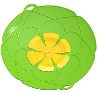 Kochblume M Ø14-20cm | Silikon Überkochschutz | Spritzschutz | Universaldeckel | Premium-Silikon & BPA frei | Hitzbeständig | Spülmaschinenfest | Farbe: limette