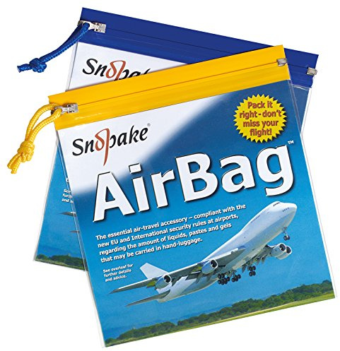 Snopake Flight AirBag Zippa-Bag with Zip Pull and Hanging Loop [Pack of 5] 200 x 200 mm – Clear/Assorted Blue & Yellow Zip Strips [Ref: 15158]