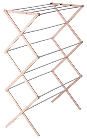 Household Essentials 5001 Collapsible Folding Wooden Clothes Drying Rack For Laundry | Pre Assembled
