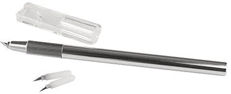 Rayher Couteau de coupe avec lame rotative 360° ,métal, 4 pces, forme stylo, 2 lames de rechange, arts créatifs, scrapbooking, photos-8957900, Argenté