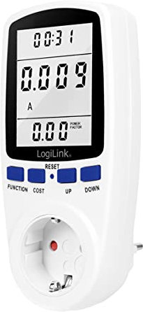 LogiLink EM0003 - Energiekosten Messgerät Premium mit erhöhtem Berührungsschutz, Messbereich bis 3680 W, Stromtarif einstellbar (Cent/kWh)